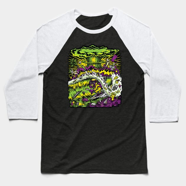 Toxic surfer Baseball T-Shirt by jimbophillips